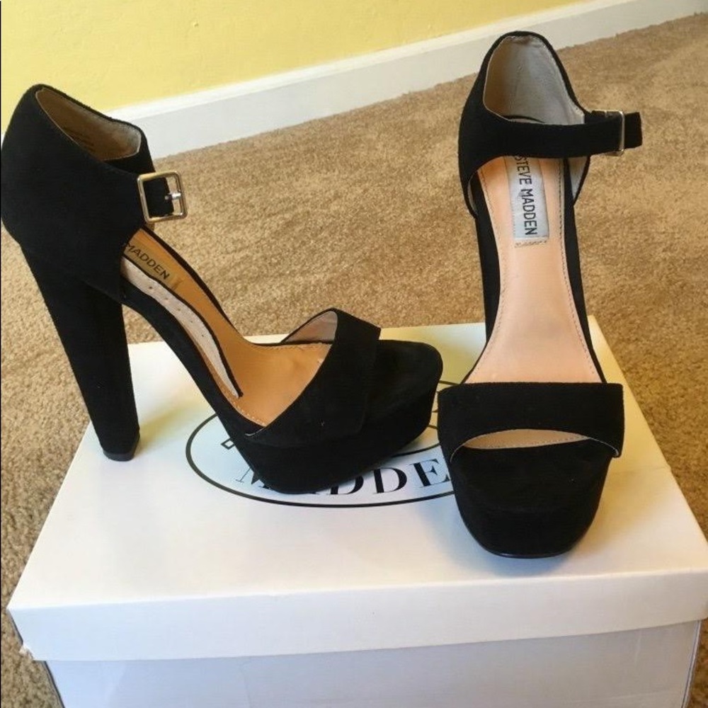 Suede Black Heels